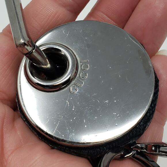 Gucci Black Chrome + Black Leather Repurposed Handcrafted Keychain - Picture 12 of 13